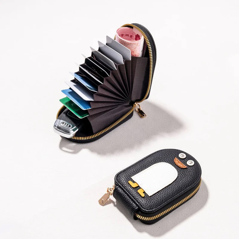 Card holder - compact and durable penguin pattern