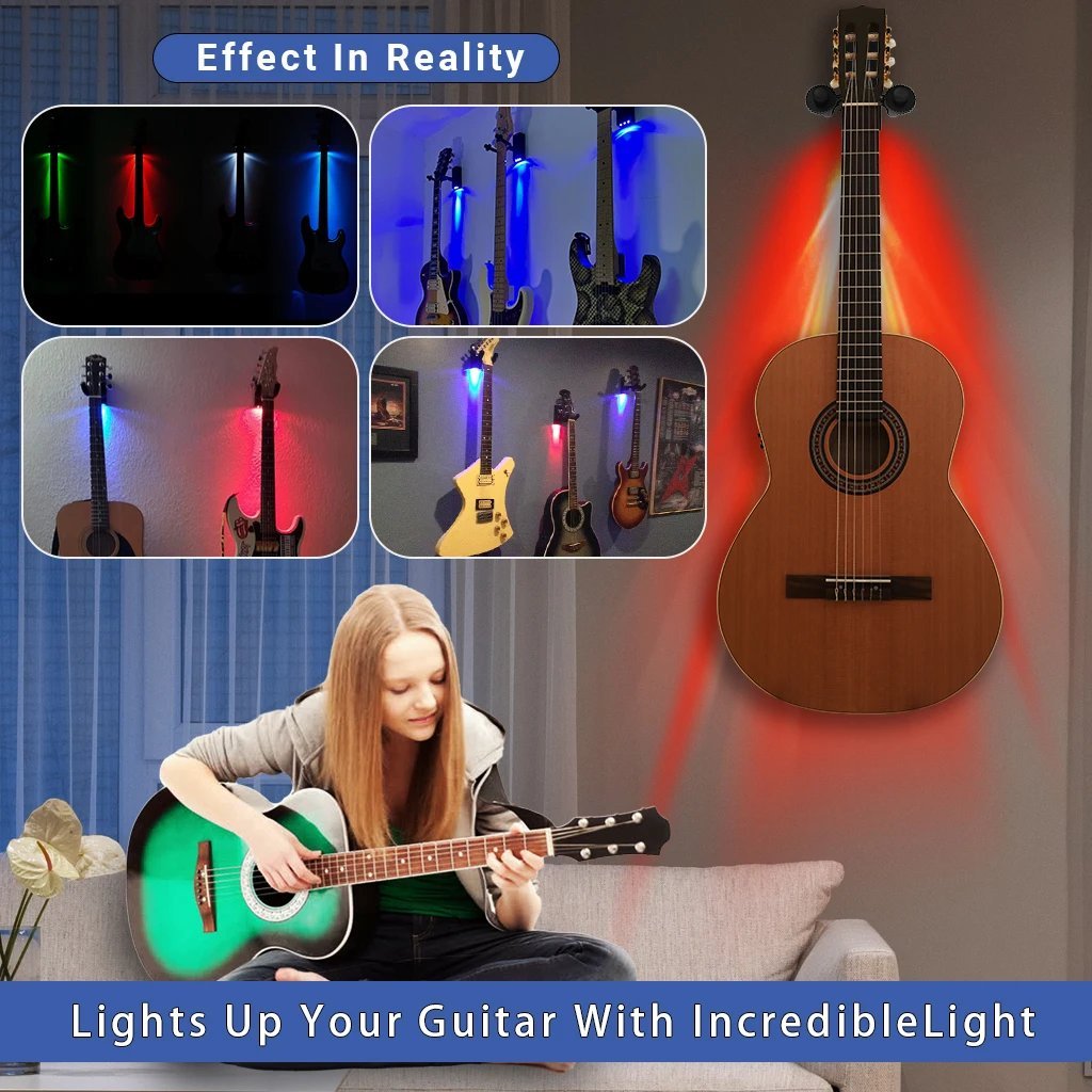 Wall-mounted LED support for guitar – Illuminate your instrument