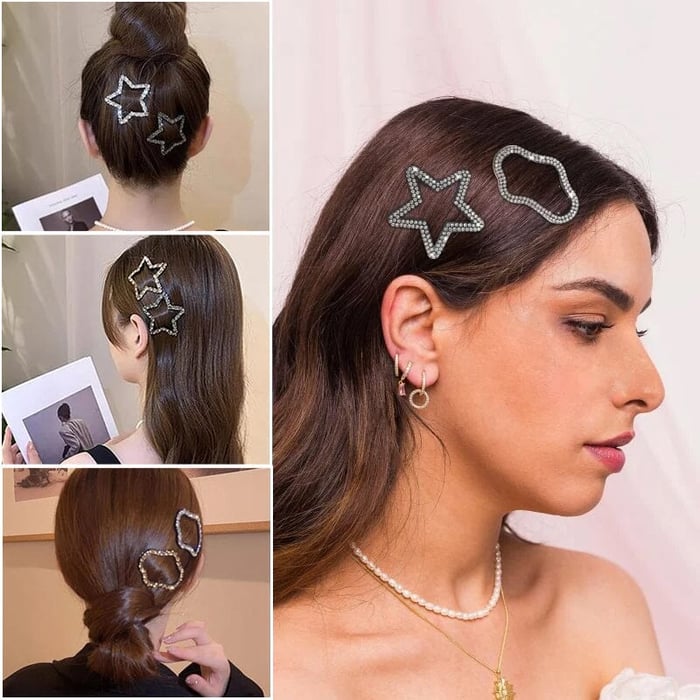 Pinzas para el cabello elegantes y brillantes (x4)
