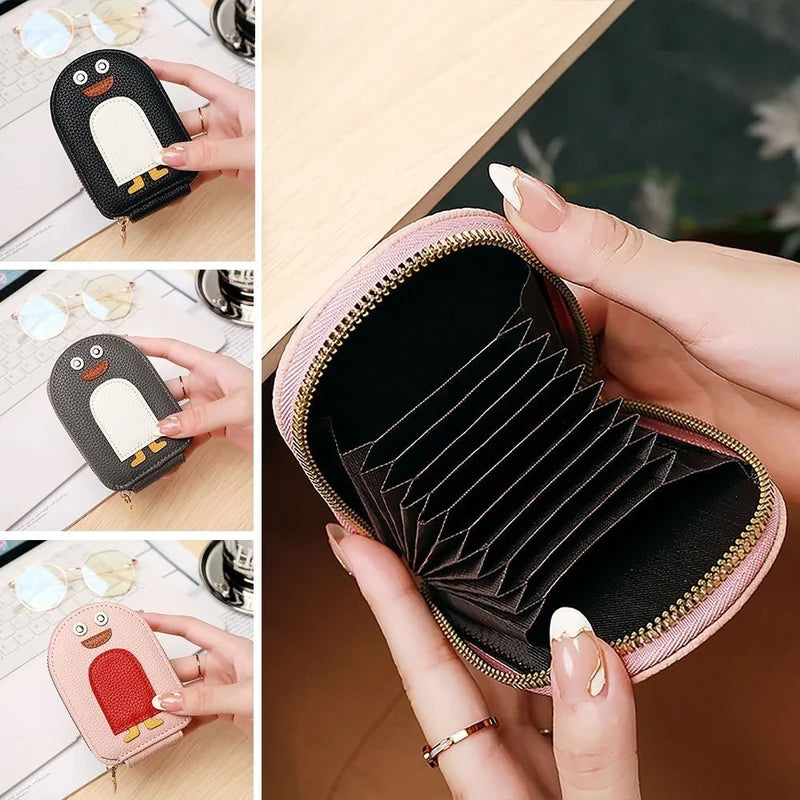 Card holder - compact and durable penguin pattern
