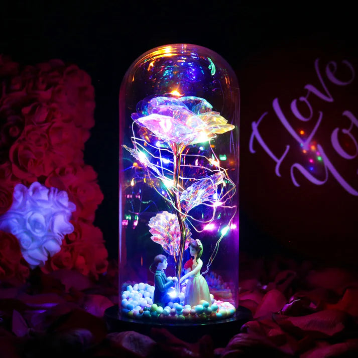 Rose sous Cloche – Élégance Lumineuse et Intemporelle