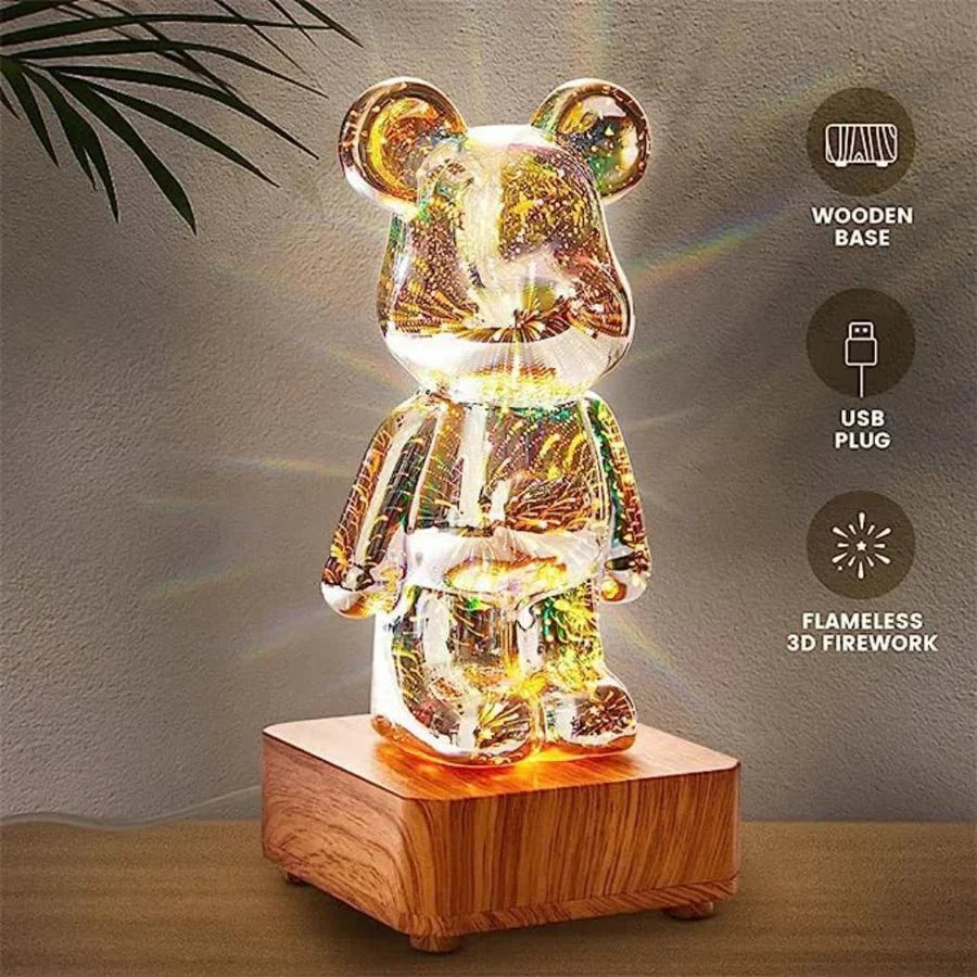 3D-s medve dekoratív lámpa tündérfénnyel