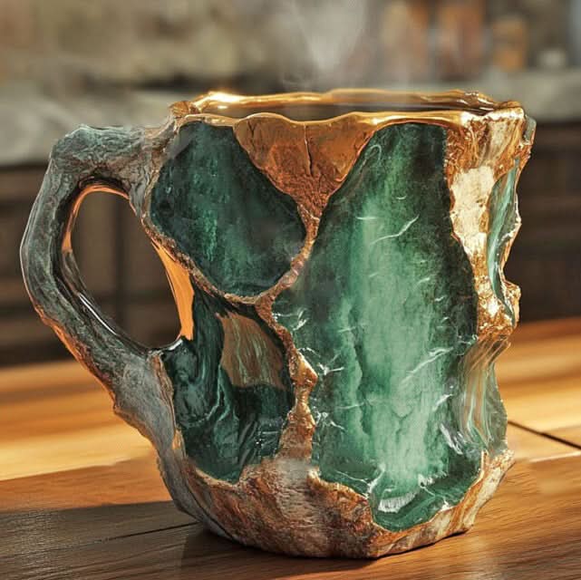 Kávový hrnek z minerálního krystalu – přírodní elegance