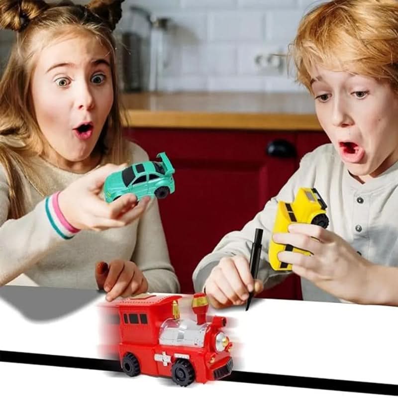 Den magiska bilen som följer dina teckningar som genom magi 