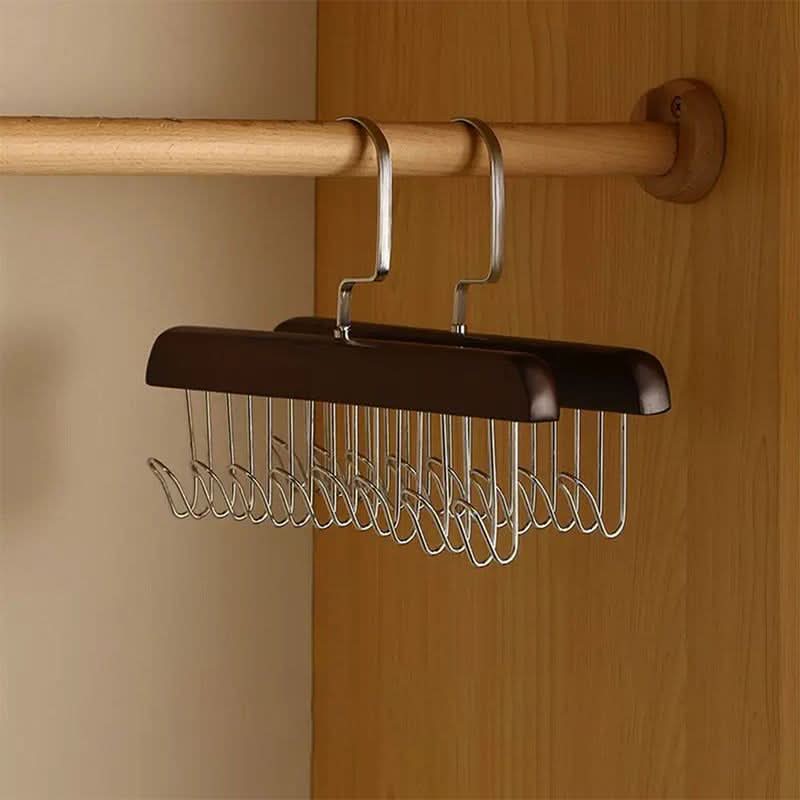 Houten multi-haak hanger voor een elegante opslag 