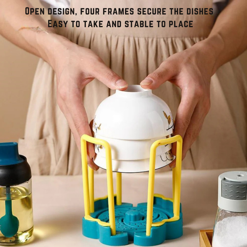 Adjustable draining rack for neatly stored bowls 