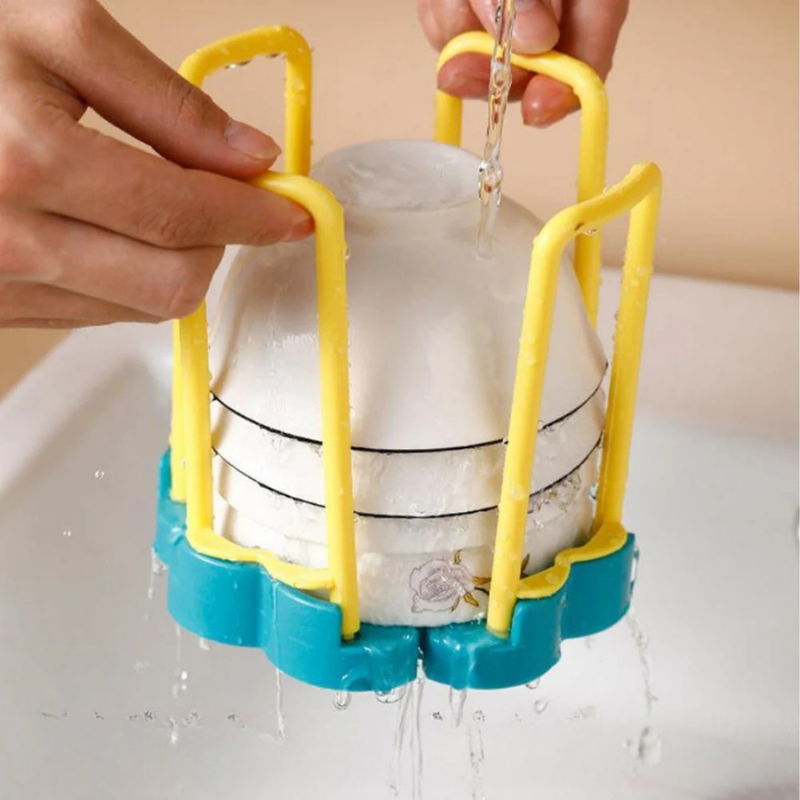 Justerbar oppvaskstativstøtte for pent organiserte boller 