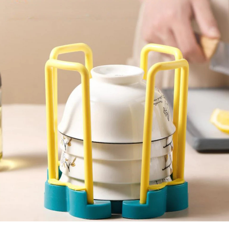 Adjustable draining rack for neatly stored bowls 