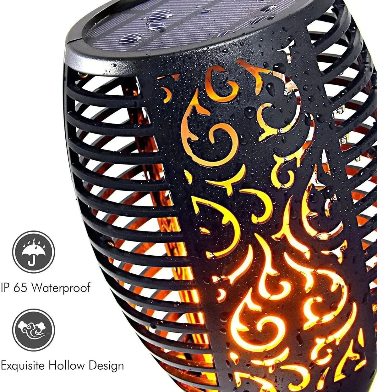 LED sluneční lampa – realistický plamen bez ohně 