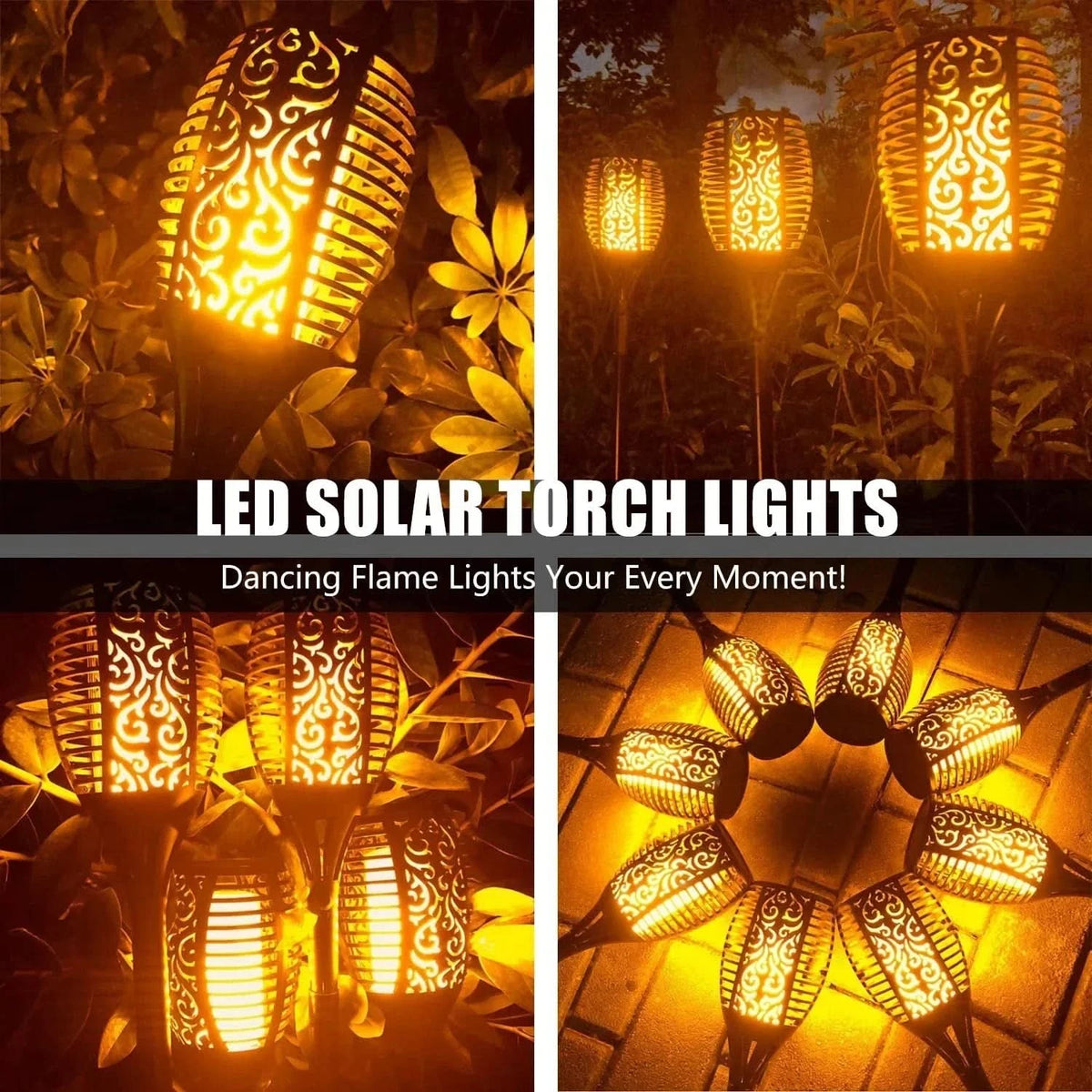 LED sluneční lampa – realistický plamen bez ohně 
